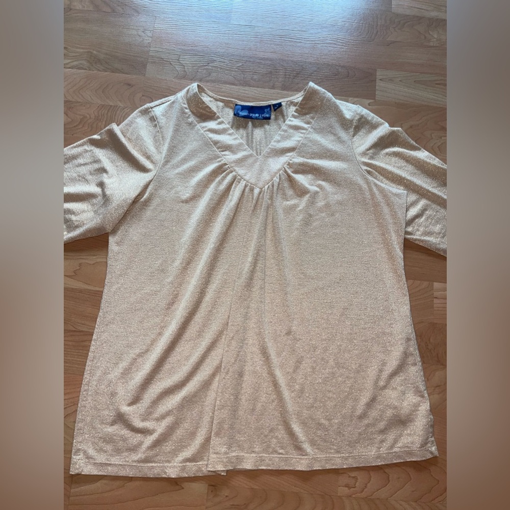 Susan Graver Gold Blouse - Picture 2 of 4